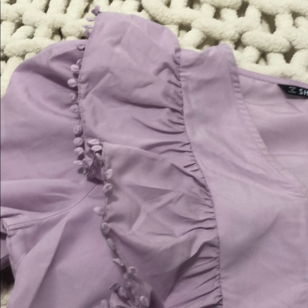 SHEIN LIGHT PURPLE RUFFLE TOP - Picture 3 of 6